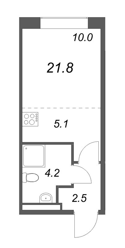 Квартира-студия, 21.8 м² в ЖК "Пулково Лейк" - планировка, фото №1