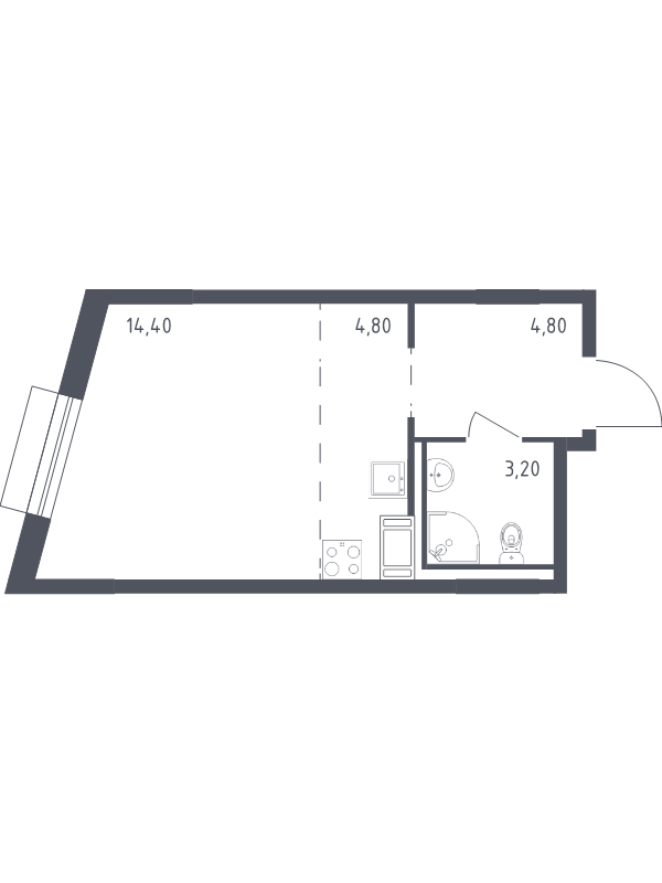 Квартира-студия, 27.2 м² в ЖК "Курортный Квартал" - планировка, фото №1