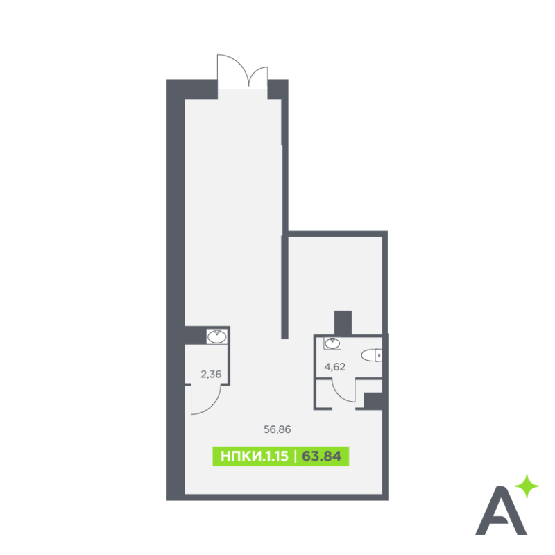 Помещение, 63.84 м² - планировка, фото №1