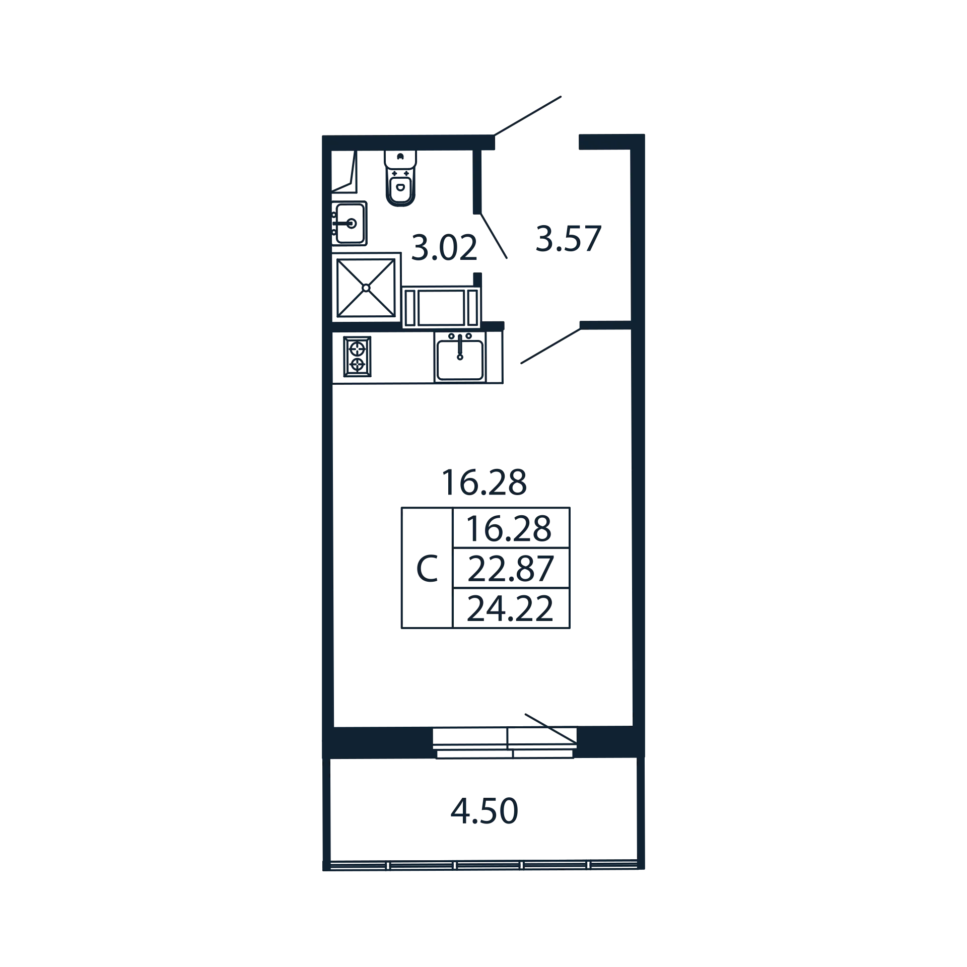 Квартира-студия, 22.87 м² в ЖК "Полис ЛАВрики" - планировка, фото №1