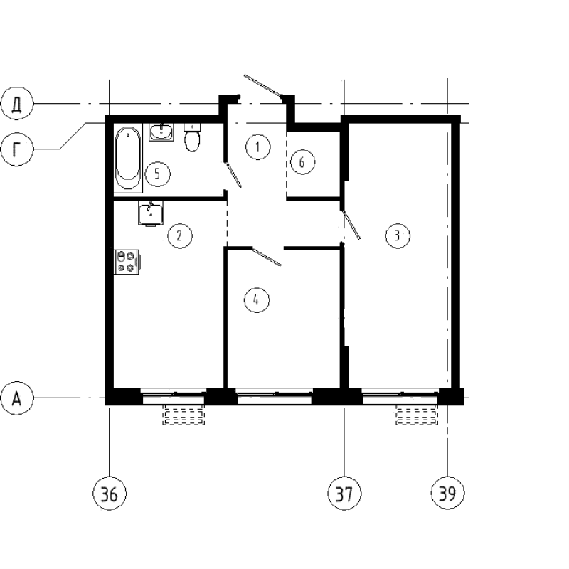 2-комнатная квартира, 51.5 м² в ЖК "Ягодное Река Парк" - планировка, фото №1