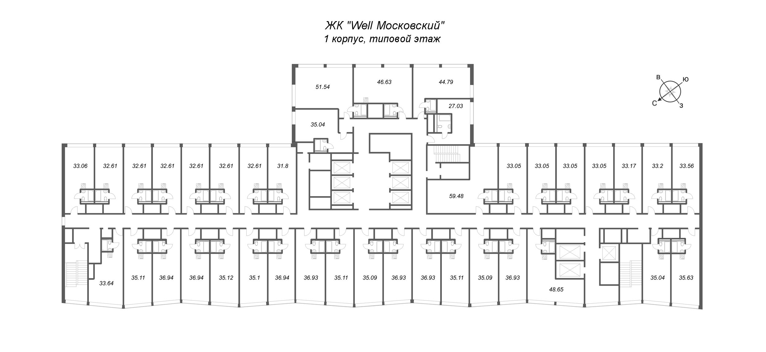 Квартира-студия, 35.11 м² - планировка этажа