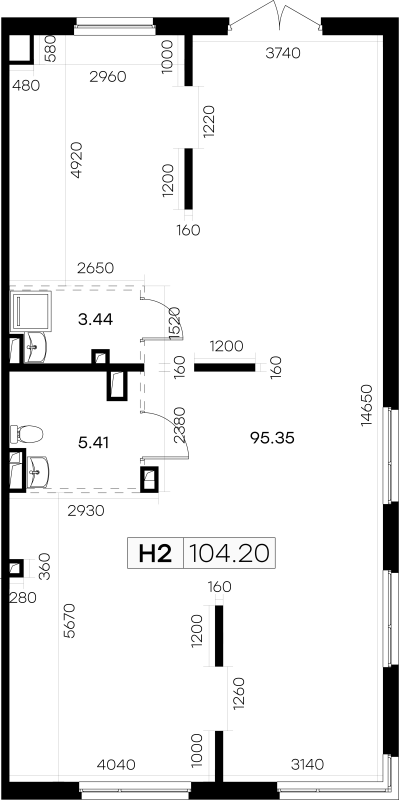 Помещение, 104.2 м² - планировка, фото №1