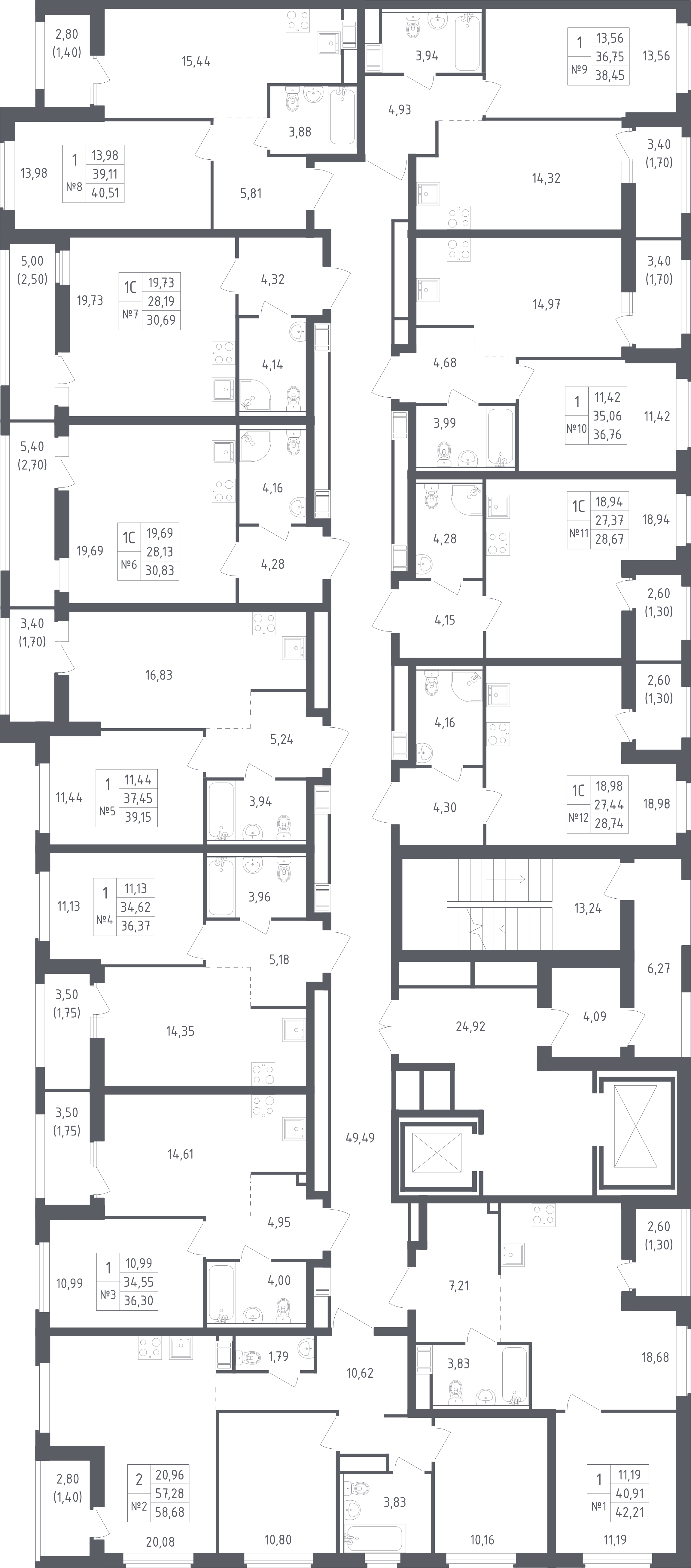 Квартира-студия, 30.83 м² в ЖК "Южная Нева" - планировка этажа