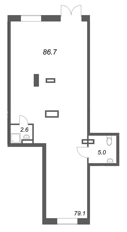 Помещение, 86.7 м² в ЖК "Большая Охта" - планировка, фото №1