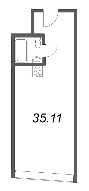 Квартира-студия, 35.11 м² в ЖК "Well Московский" - планировка, фото №1