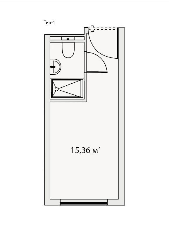 Квартира-студия, 15.3 м² в ЖК "Vertical Московская" - планировка, фото №1
