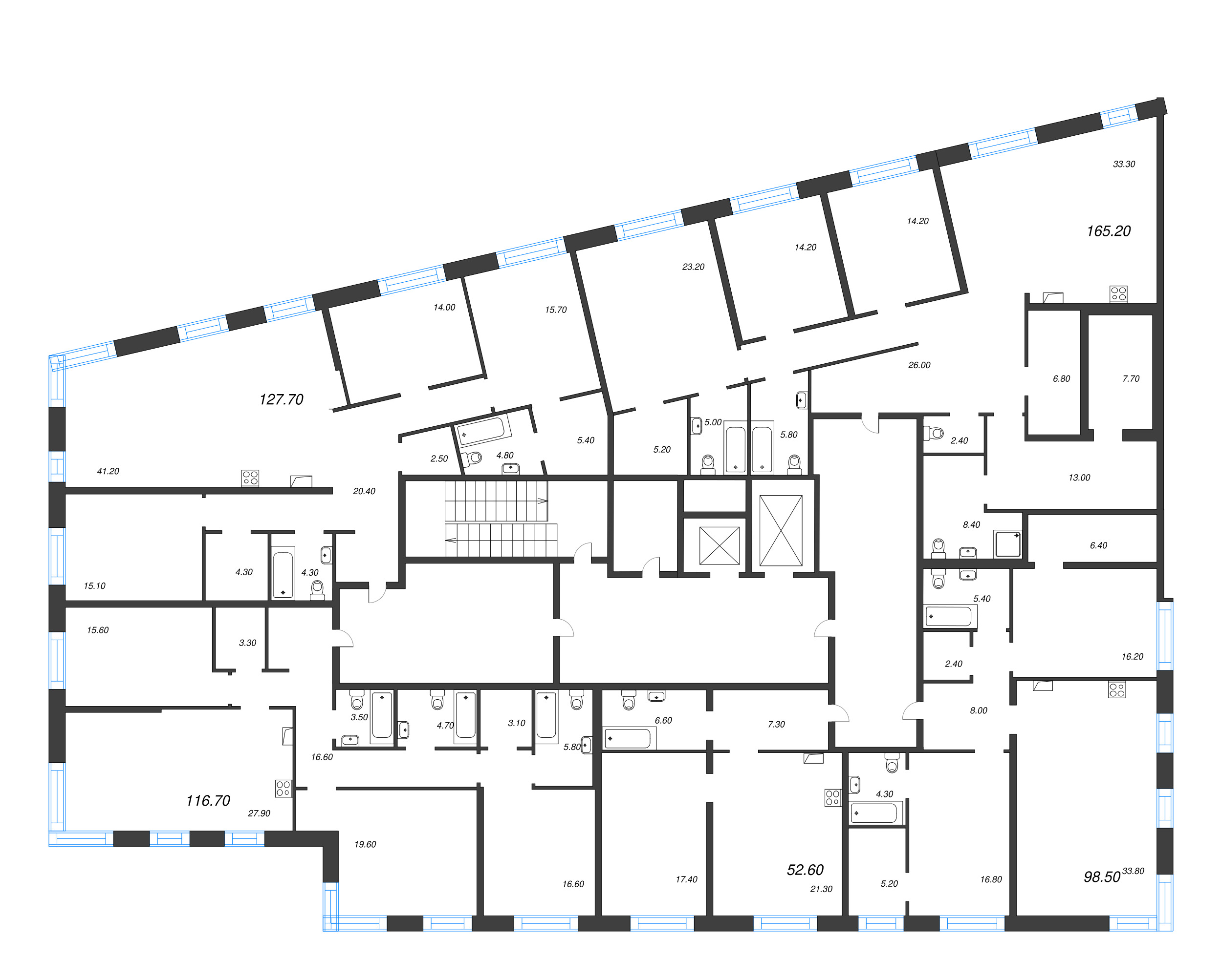 4-комнатная (Евро) квартира, 165.2 м² в ЖК "ЛДМ" - планировка этажа