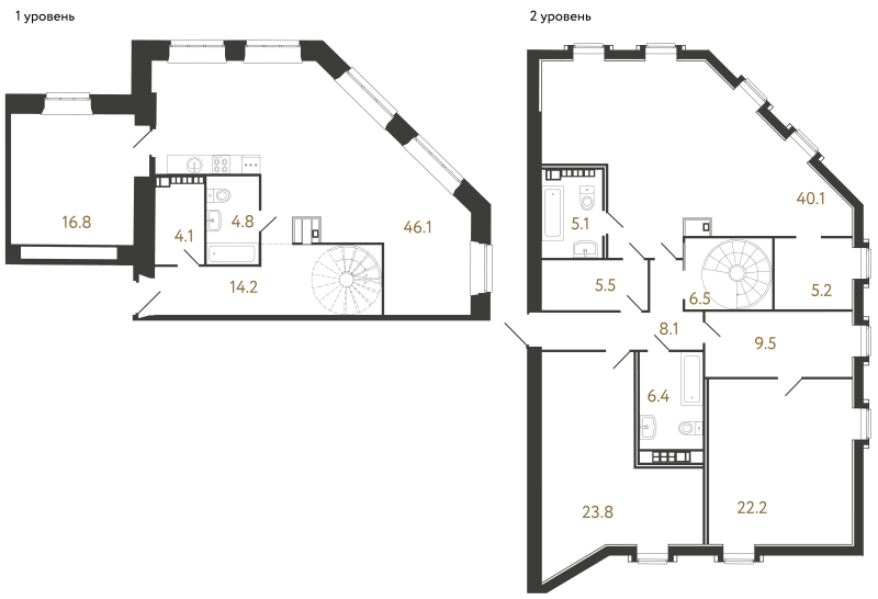 5-комнатная (Евро) квартира, 218.4 м² в ЖК "Светоч" - планировка, фото №1