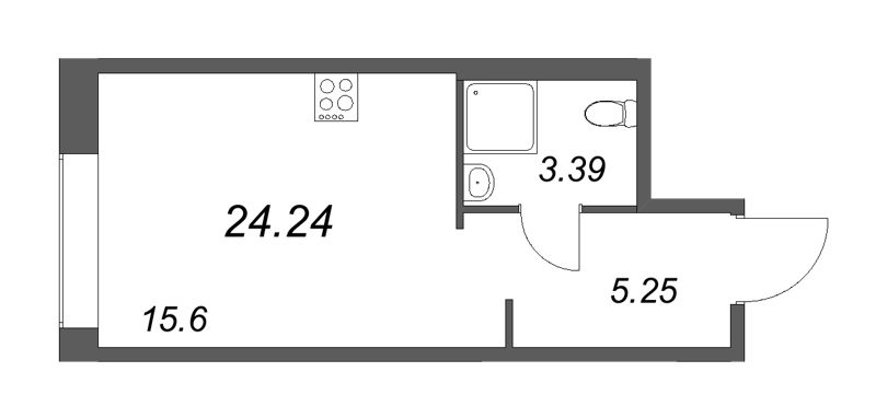 Квартира-студия, 24.24 м² - планировка, фото №1