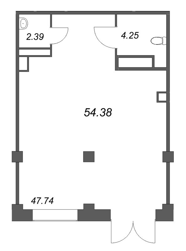 Помещение, 54.38 м² в ЖК "Дом на Курской" - планировка, фото №1