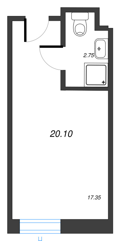 Квартира-студия, 20.16 м² в ЖК "We'll" - планировка, фото №1