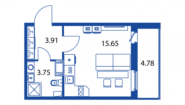 Квартира-студия, 23.31 м² в ЖК "Полис ЛАВрики" - планировка, фото №1