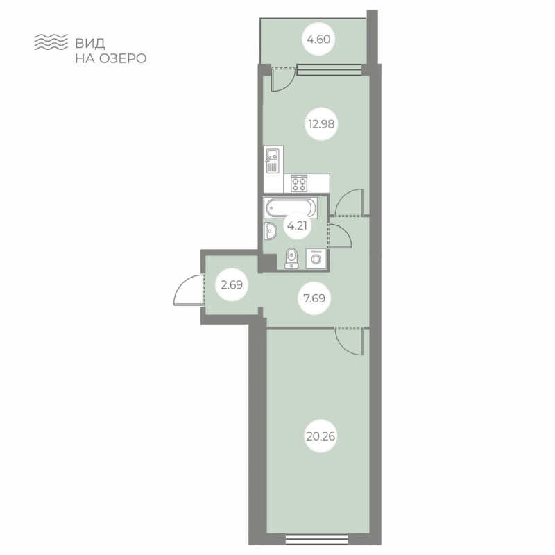 1-комнатная квартира, 50.13 м² в ЖК "БФА в Озерках" - планировка, фото №1
