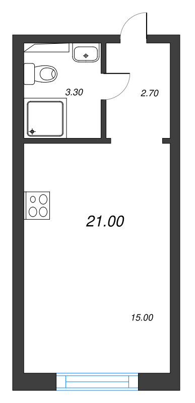 Квартира-студия, 21 м² в ЖК "Зеркальный ручей" - планировка, фото №1
