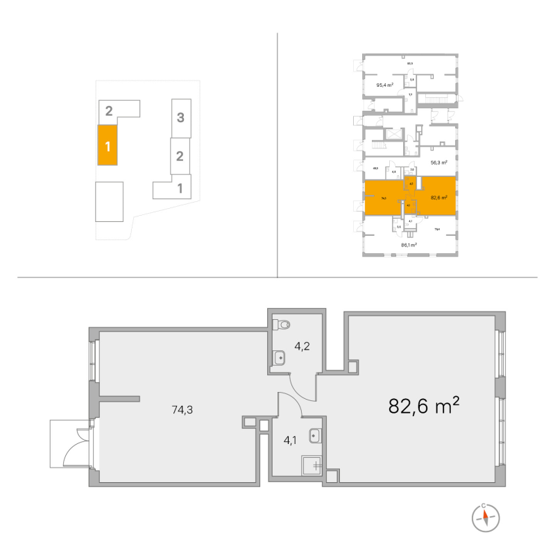 Помещение, 82.6 м² в ЖК "Янила Форест" - планировка, фото №1