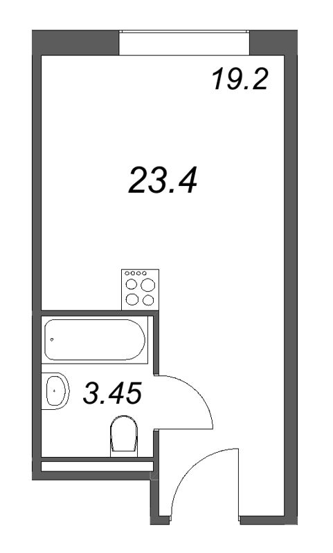 Квартира-студия, 23.4 м² в ЖК "Арт Плаза" - планировка, фото №1
