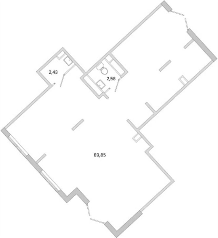 Помещение, 94.86 м² в ЖК "ЮгТаун" - планировка, фото №1