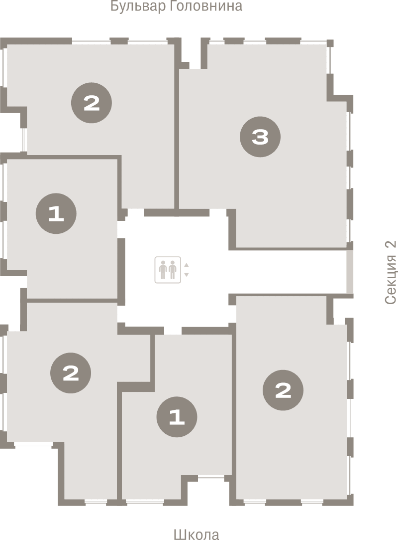 2-комнатная (Евро) квартира, 52.2 м² в ЖК "Северный ветер" - планировка этажа