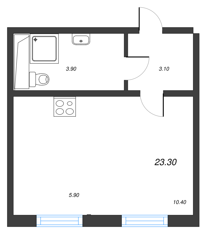 Квартира-студия, 22.9 м² в ЖК "ЛСР. Ржевский парк" - планировка, фото №1