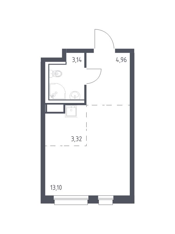 Квартира-студия, 24.52 м² в ЖК "Новые Лаврики" - планировка, фото №1