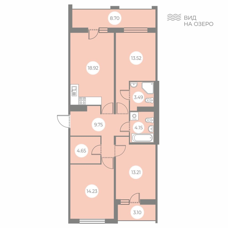4-комнатная (Евро) квартира, 87.82 м² - планировка, фото №1