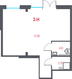 Помещение, 59.42 м² в ЖК "Город-спутник Южный" - планировка, фото №1