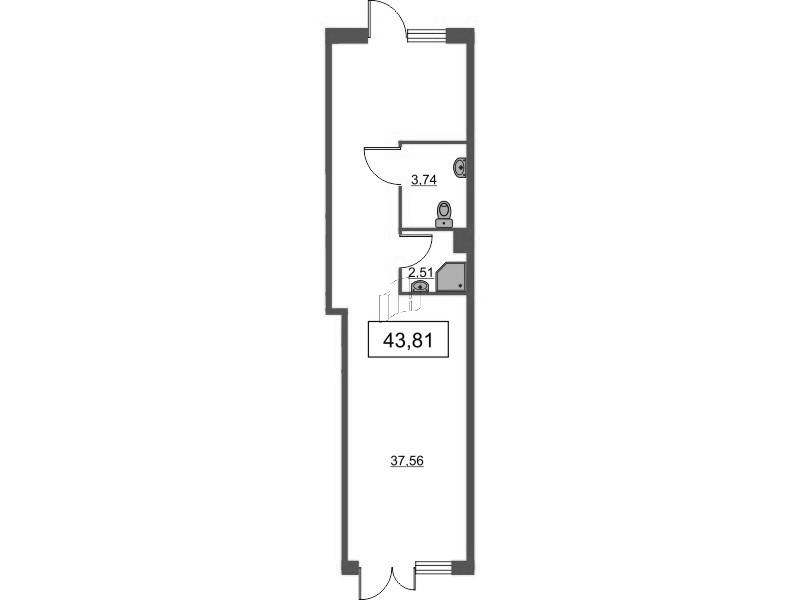 Помещение, 43.81 м² - планировка, фото №1