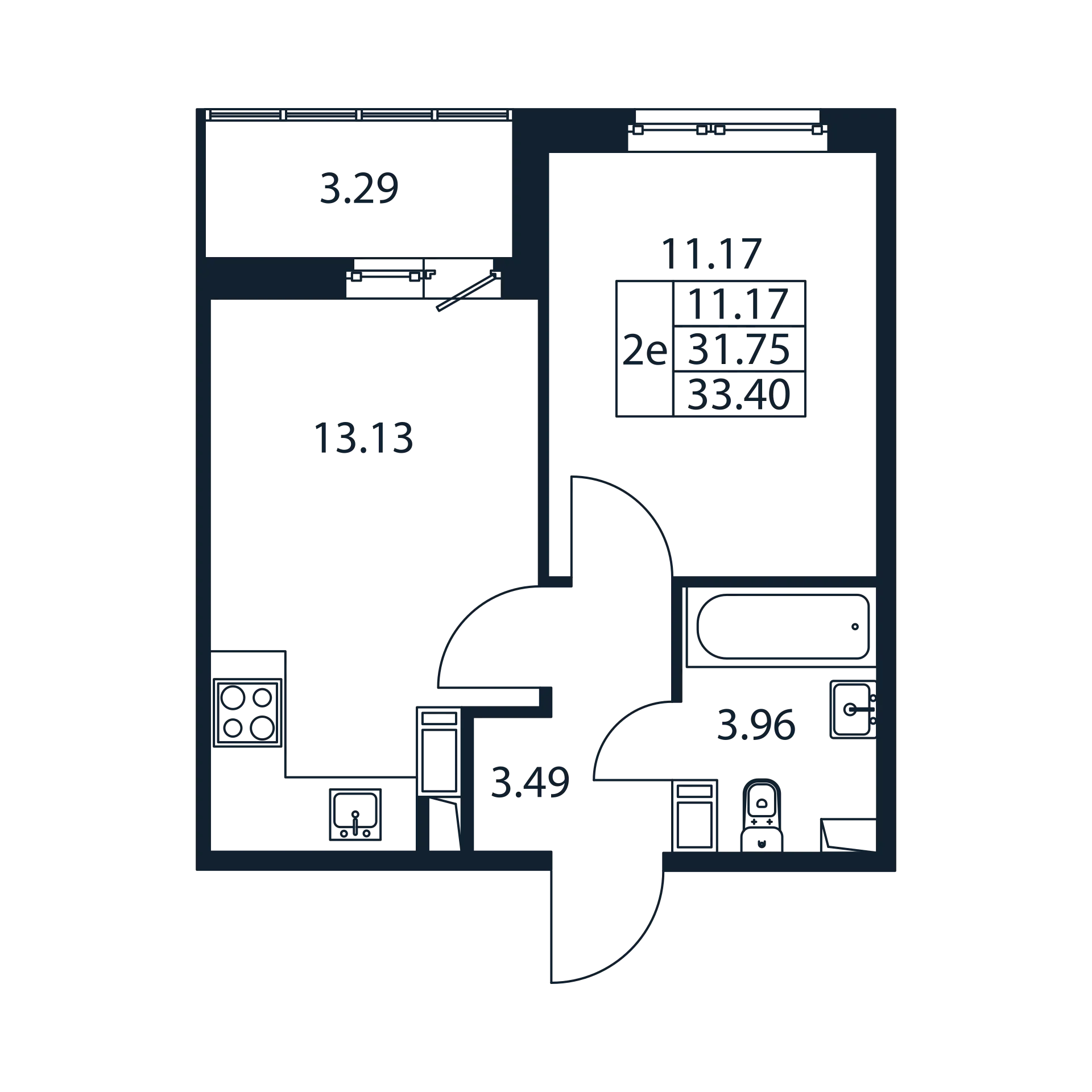 1-комнатная квартира, 31.74 м² в ЖК "Полис ЛАВрики" - планировка, фото №1