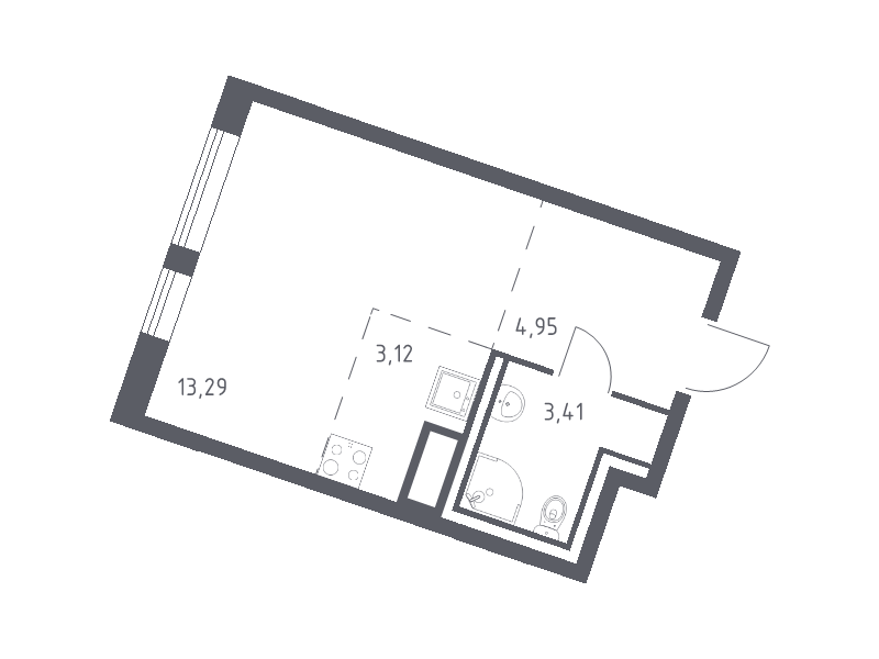 Квартира-студия, 24.77 м² в ЖК "Квартал Лаголово" - планировка, фото №1