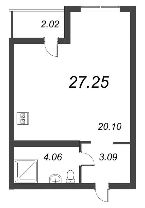 Квартира-студия, 29.27 м² - планировка, фото №1