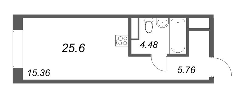 Квартира-студия, 26.19 м² в ЖК "17/33 Петровский остров" - планировка, фото №1