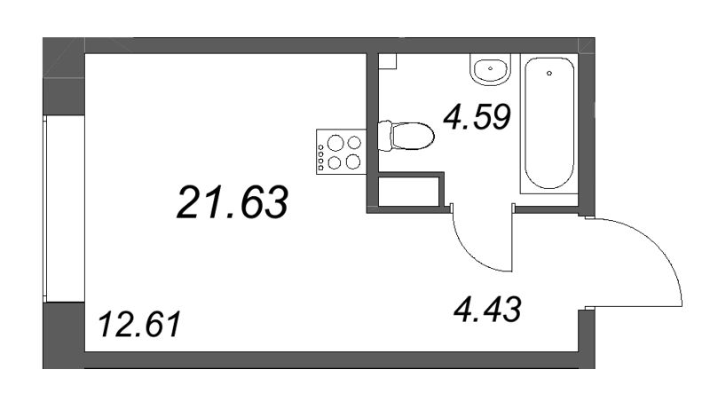 Квартира-студия, 21.63 м² в ЖК "Аквилон Солар Парк" - планировка, фото №1