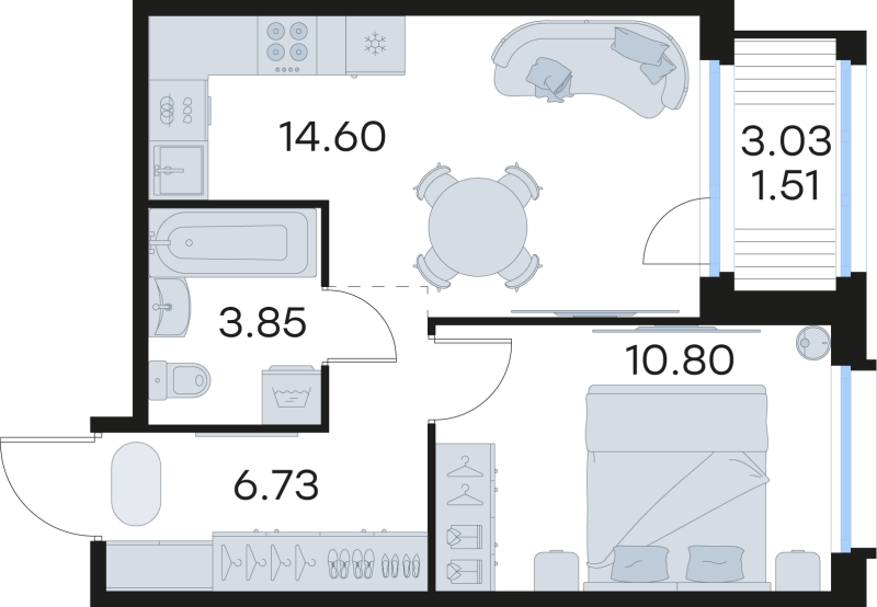 1-комнатная квартира, 37.5 м² в ЖК "Парголово" - планировка, фото №1