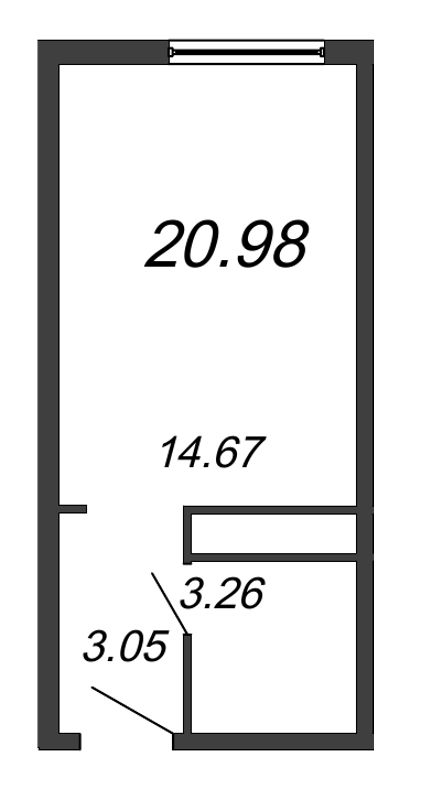 Квартира-студия, 22.18 м² - планировка, фото №1