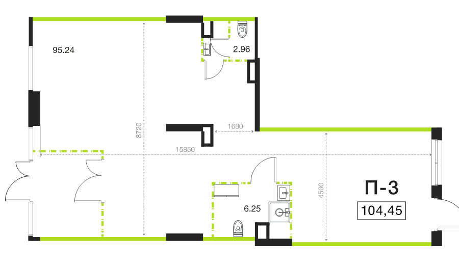 Помещение, 104.45 м² - планировка, фото №1