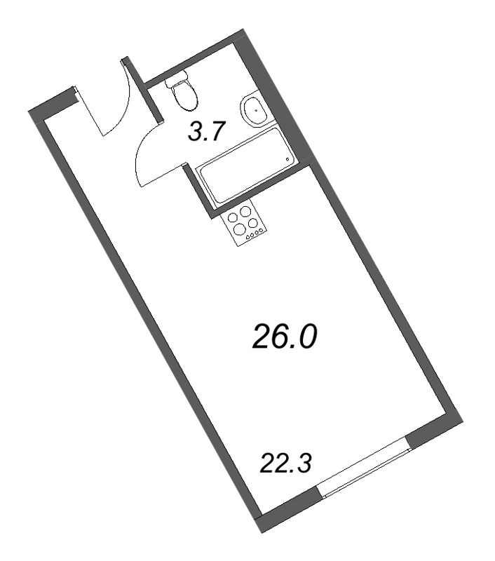 Квартира-студия, 26 м² в ЖК "ARTSTUDIO M103" - планировка, фото №1