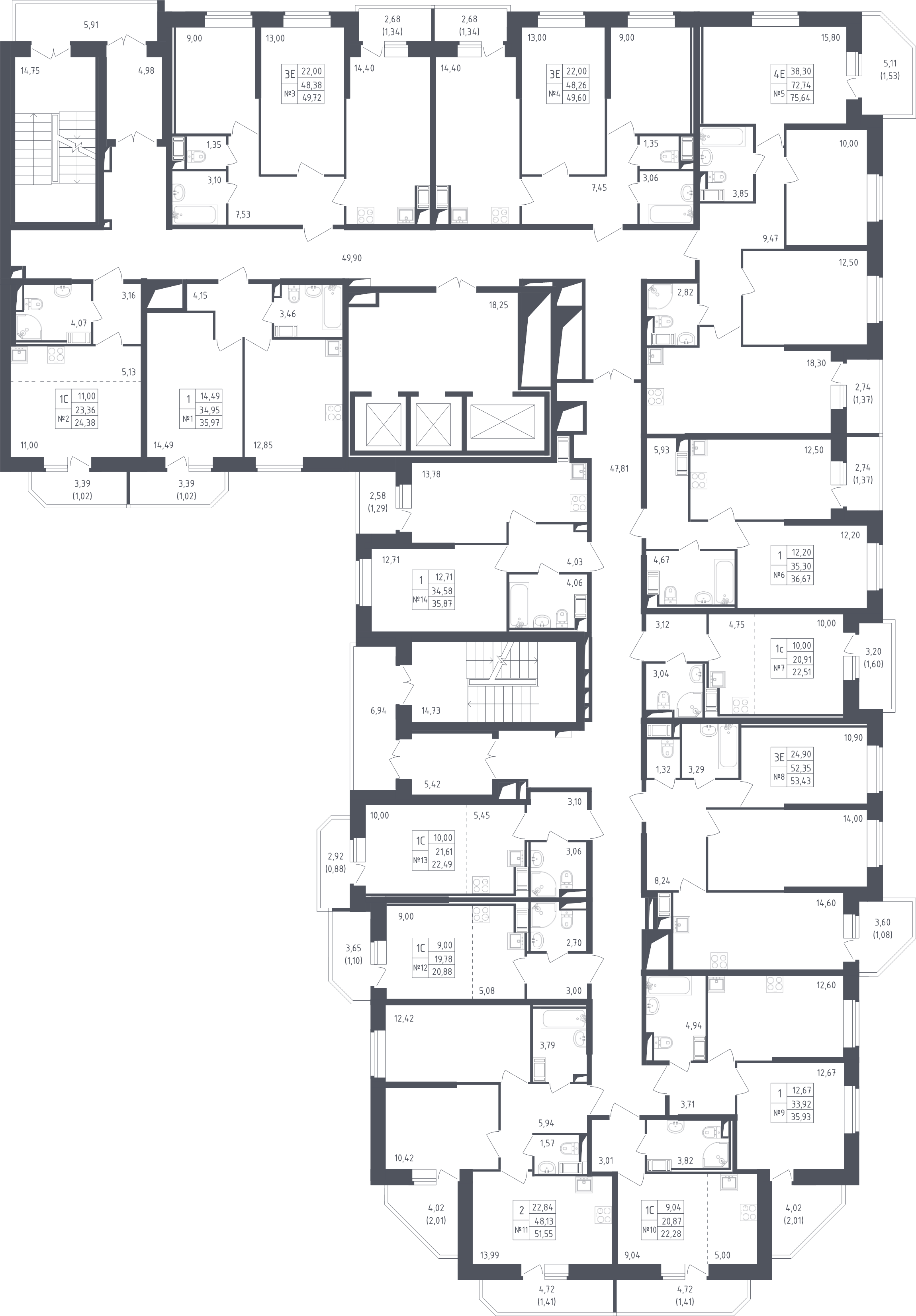 Квартира-студия, 20.88 м² в ЖК "Живи! В Рыбацком" - планировка этажа