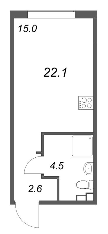 Квартира-студия, 22.1 м² в ЖК "Пулково Lake" - планировка, фото №1