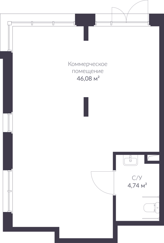 Помещение, 50.82 м² в ЖК "VEREN NORT сертолово" - планировка, фото №1