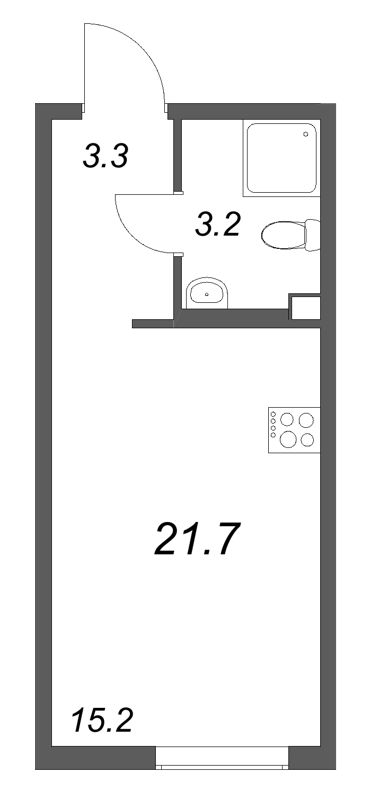 Квартира-студия, 21.7 м² в ЖК "Октябрьская набережная" - планировка, фото №1