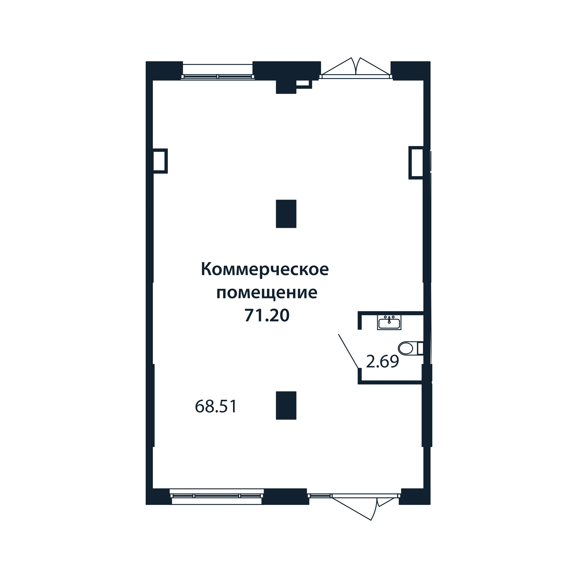 Помещение, 71.2 м² в ЖК "Полис Новоселье" - планировка, фото №1