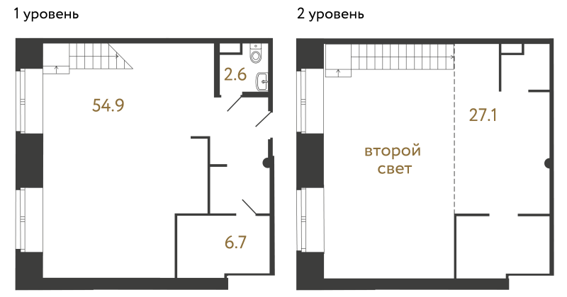 2-комнатная (Евро) квартира, 91.3 м² в ЖК "Типография" - планировка, фото №1