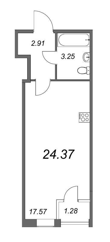 Квартира-студия, 23.9 м² в ЖК "FoRest Аквилон" - планировка, фото №1
