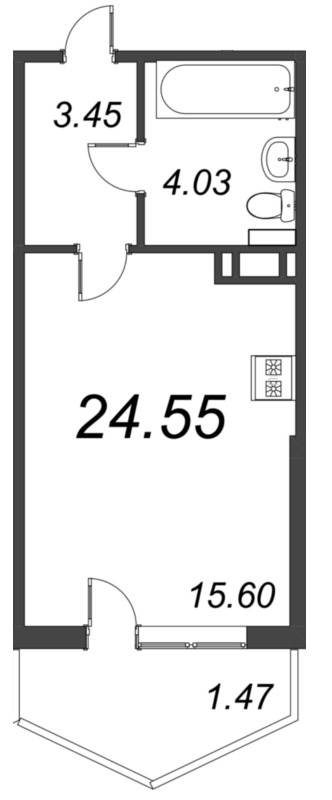 Квартира-студия, 24.9 м² в ЖК "Ювента" - планировка, фото №1