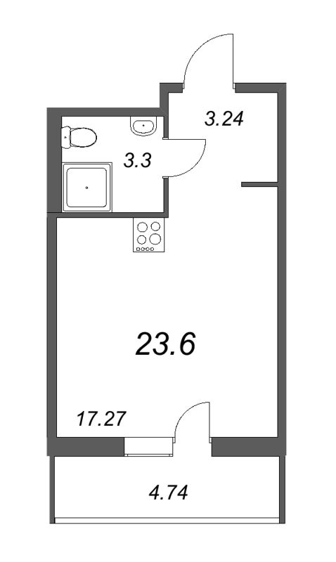 Квартира-студия, 29.88 м² в ЖК "Новые горизонты" - планировка, фото №1