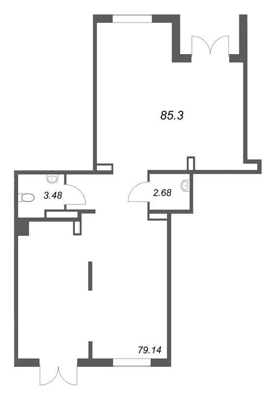 Помещение, 85.3 м² в ЖК "ЮгТаун" - планировка, фото №1