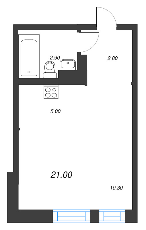 Квартира-студия, 21 м² в ЖК "ЭКО Квартал NEGA" - планировка, фото №1