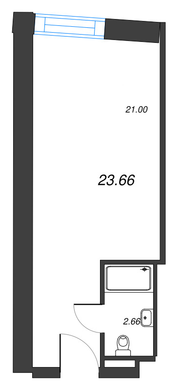 Квартира-студия, 23.66 м² в ЖК "YE’S Leader" - планировка, фото №1