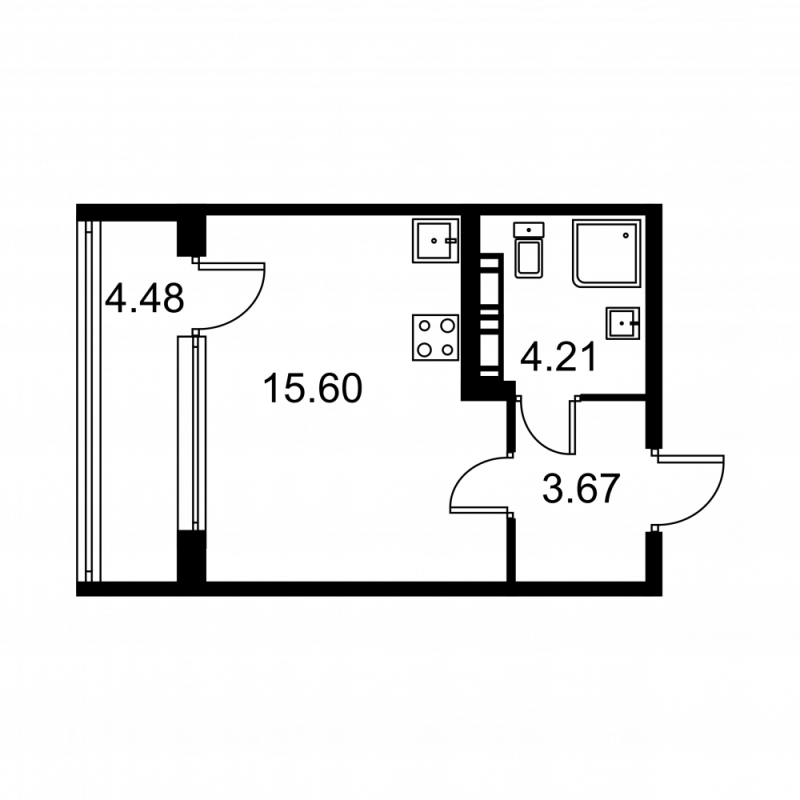 Квартира-студия, 25.72 м² в ЖК "Квартал Заречье" - планировка, фото №1